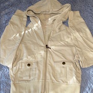 Tan Large Poof cropped sweatshirt